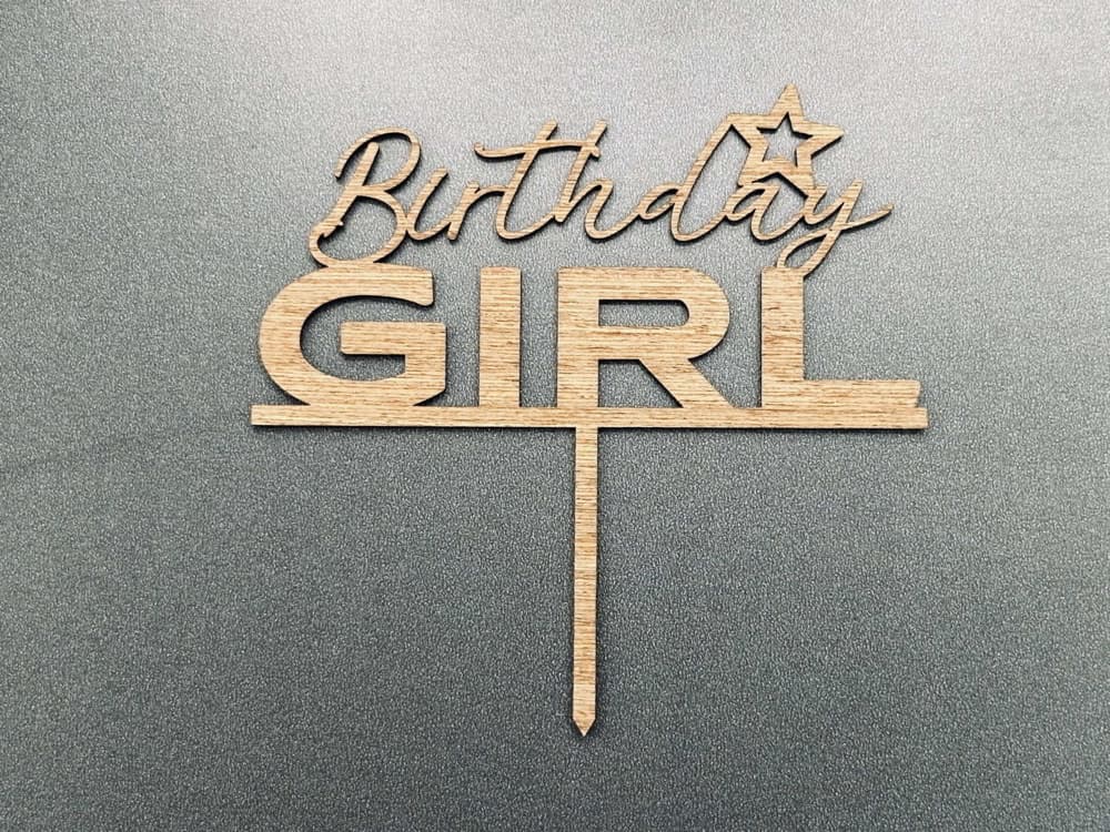 Birthday Girl Cake Topper Laser Cut Vector File