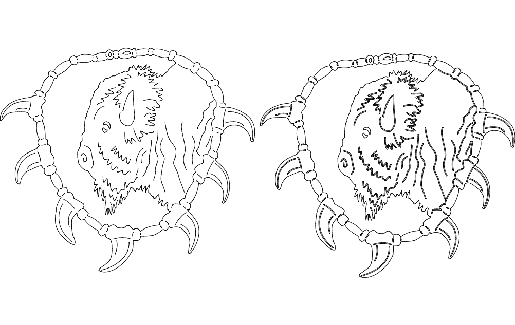 Bison and Bear Claw Necklace Vector Design DXF File