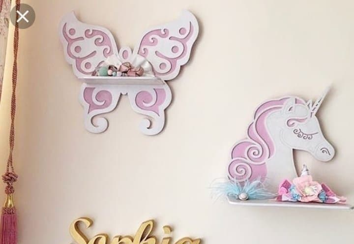 Butterfly and Unicorn Wall Shelves Vector Files for Laser Cutting