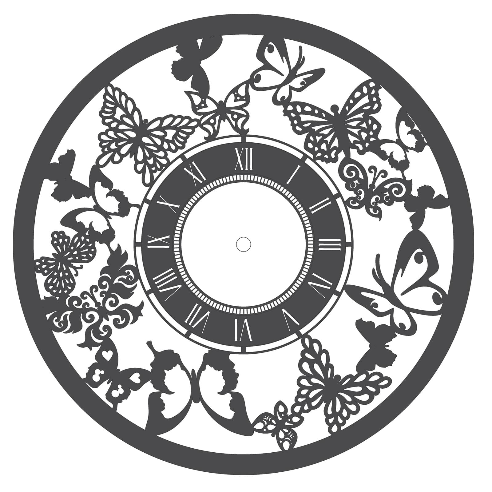 Butterfly Wall Clock Laser Cut Vector File