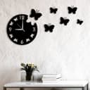 Diseño de Reloj de Pared con Mariposas para Corte Láser