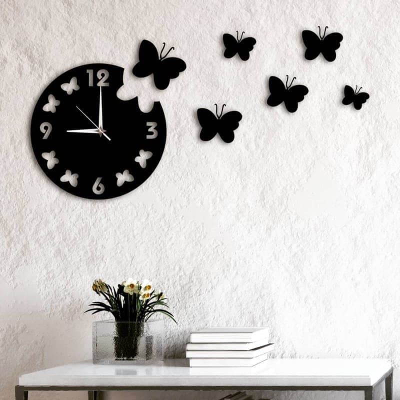 Butterfly Wall Clock Vector Design for Laser Cutting