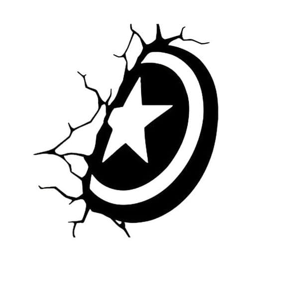Diseño Vectorial de Escudo del Capitán América Rompiendo Pared DXF