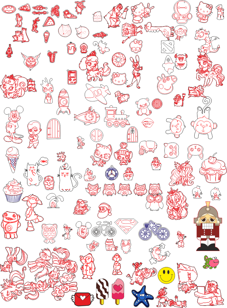Cartoon Character Keychain Collection Laser Cut Vector Files
