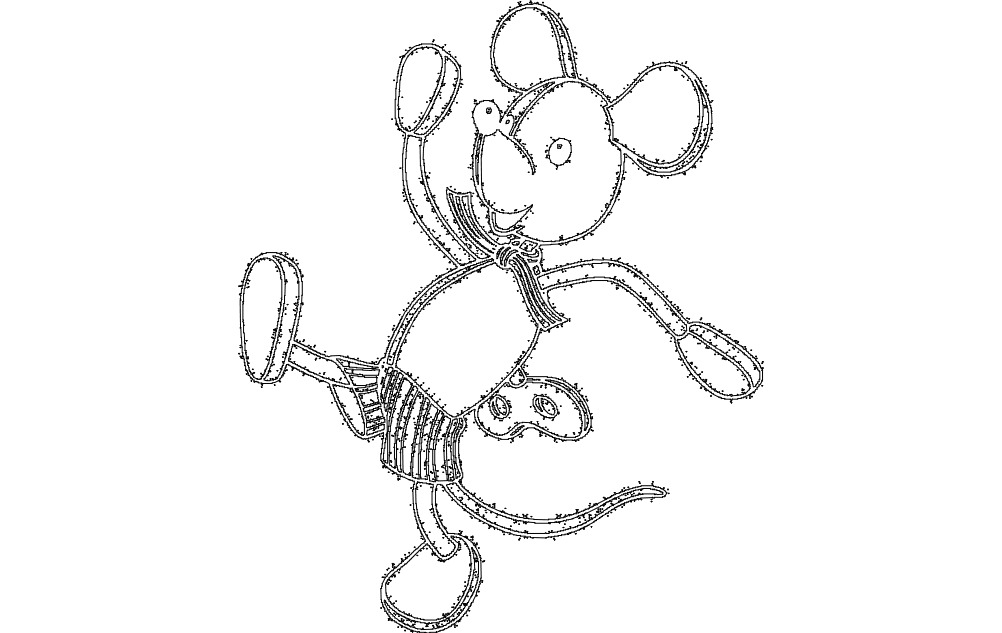 Cartoon Mouse Vector Outline for Laser Cutting DXF File