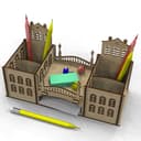 Castle Style Desk Organizer Laser Cut Vector Plan