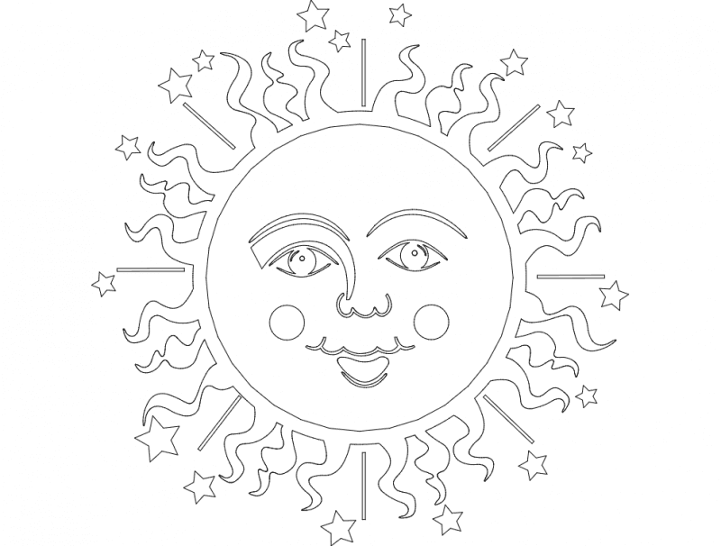 Celestial Smiling Sun Vector File for Laser Cutting (DXF)