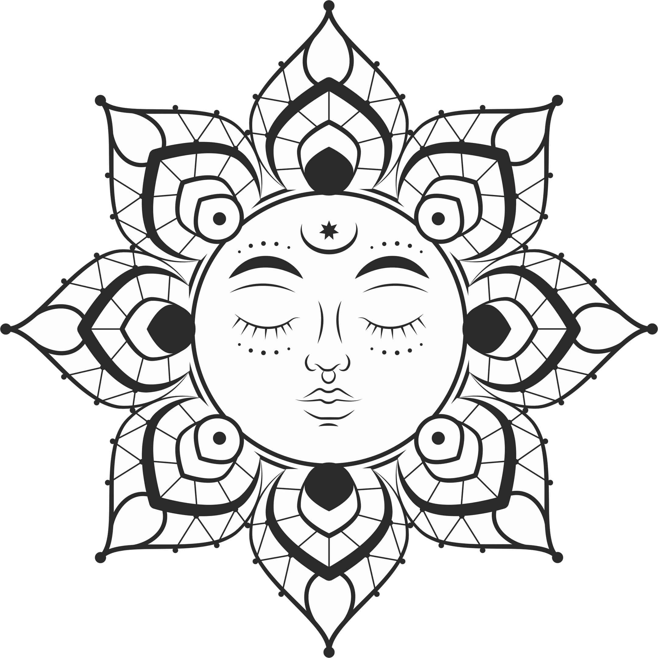 Celestial Sun Mandala Vector for Laser Cutting - Free DXF/SVG