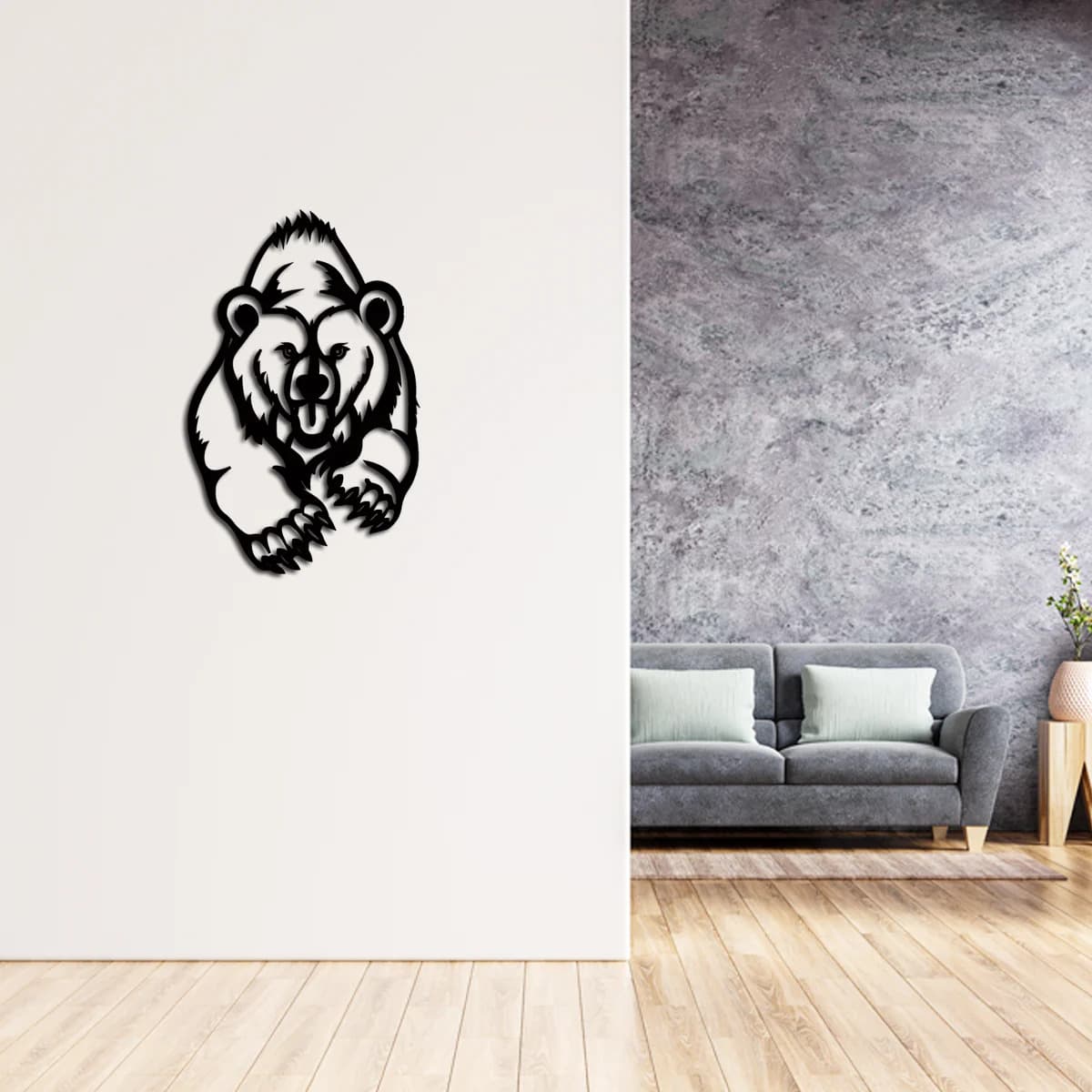 Charging Grizzly Bear Wall Art Vector DXF File for Laser Cutting