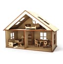 Encantadora Casa de Muñecas con Muebles - Vector Laser Cut