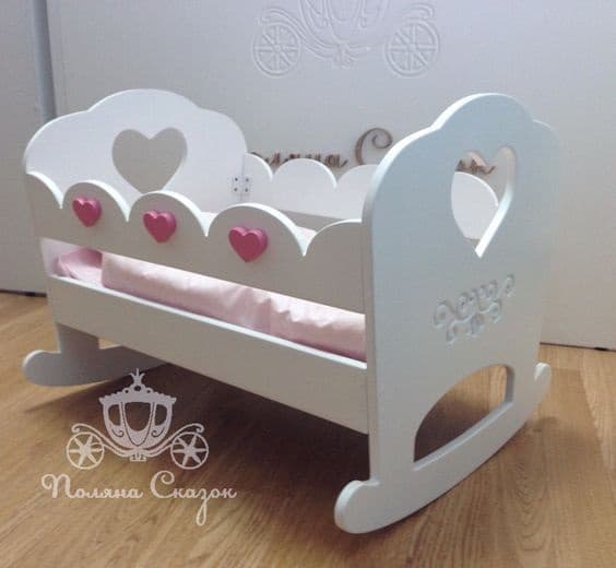 Charming Heart Doll Rocking Bed CNC Laser Cut Vector File