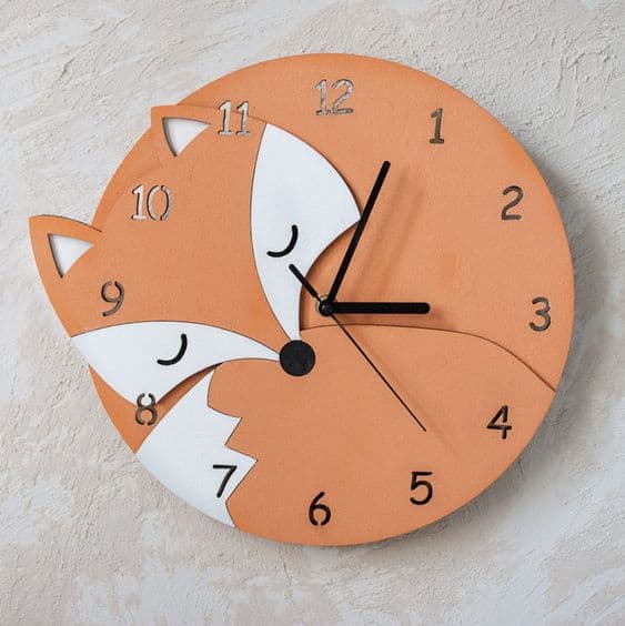 Charming Sleeping Fox Wall Clock Laser Cut File