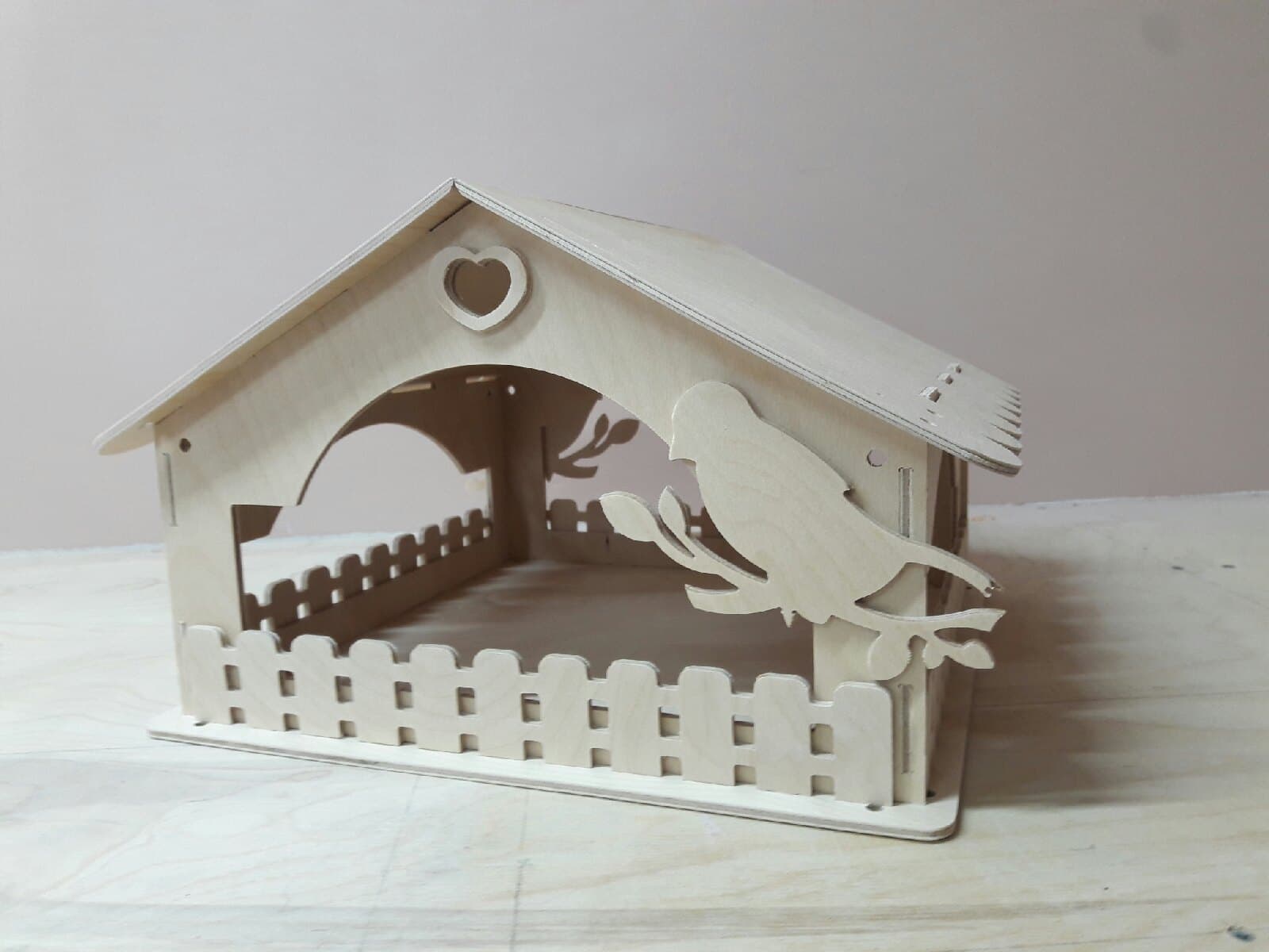 Charming Wooden Bird Feeder 3D Puzzle Laser Cut DXF File
