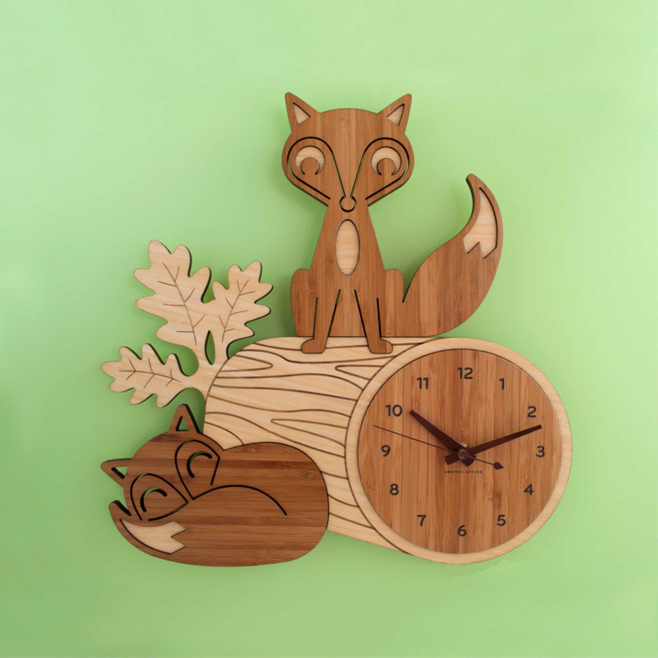 Charming Woodland Fox Wall Clock Laser Cut Vector File