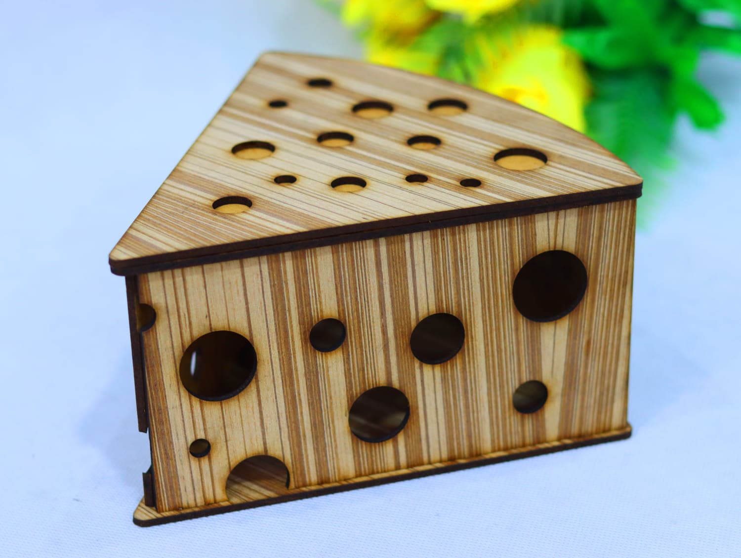 Cheese Shaped Storage Box Laser Cut Vector Design
