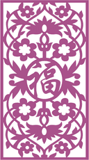 Painel Floral com Símbolo de Sorte Chinesa para Corte a Laser