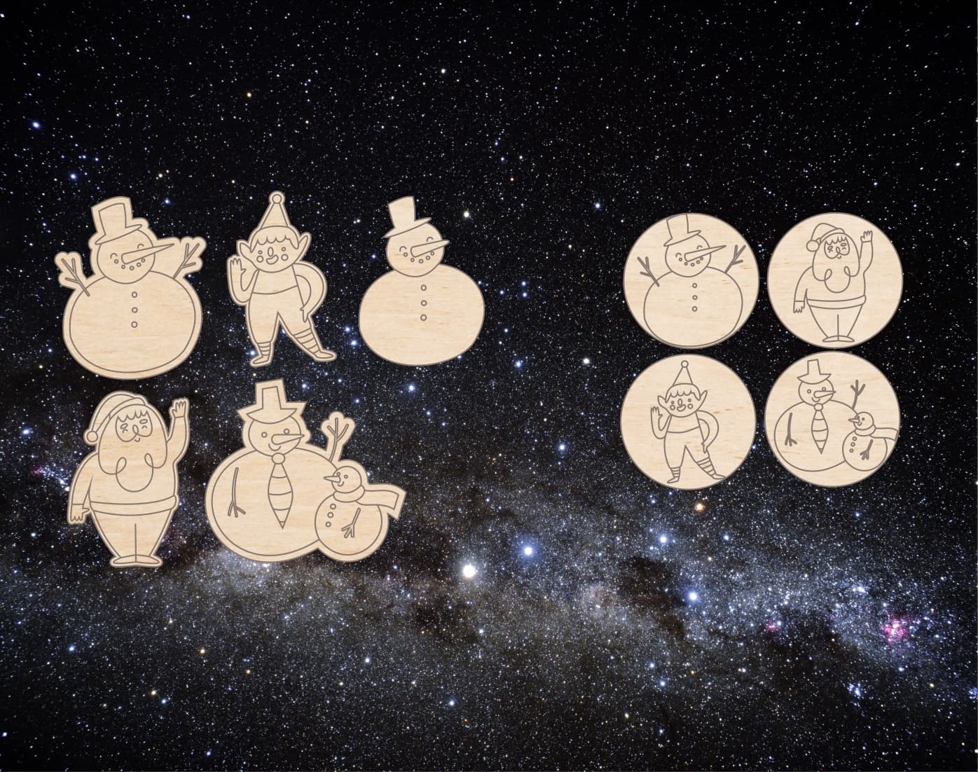 Christmas Character Ornaments Laser Cut Files SVG DXF