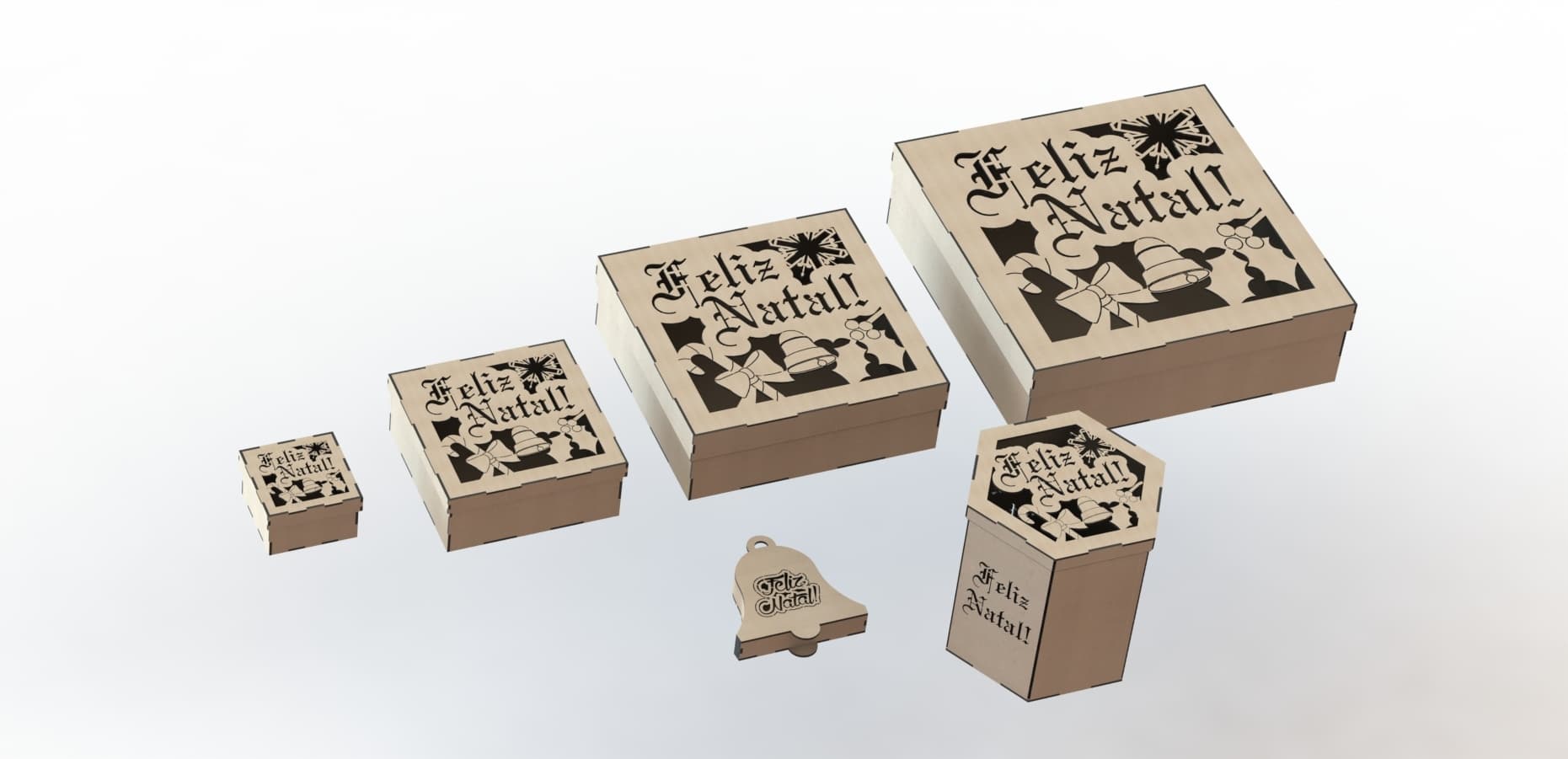 Christmas Gift Box Set Laser Cut Files Vector