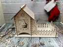 Arquivo Vetor Laser Cut Casa de Chá de Natal com Ratinho