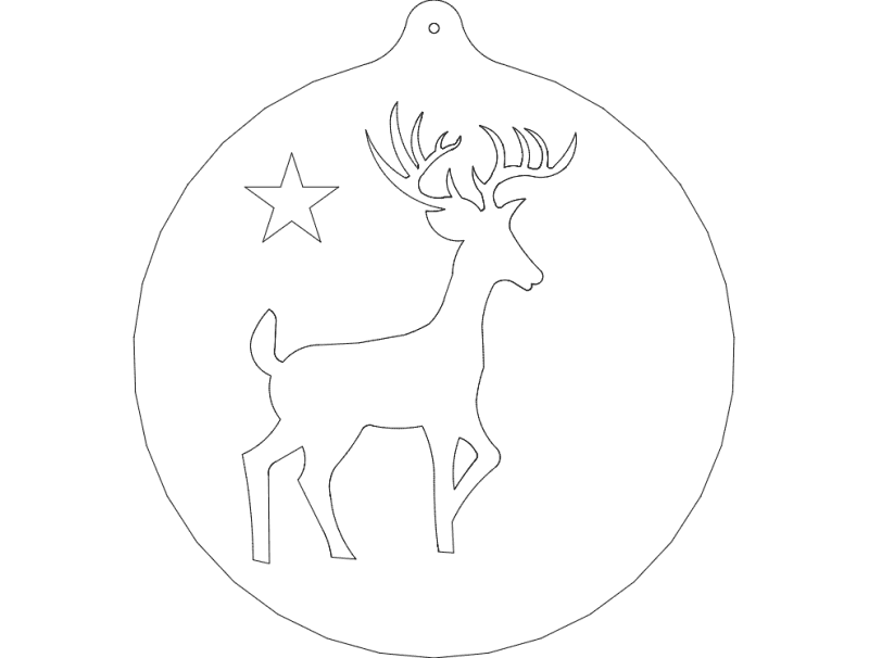 Christmas Reindeer Ornament DXF Vector File for Laser Cutting