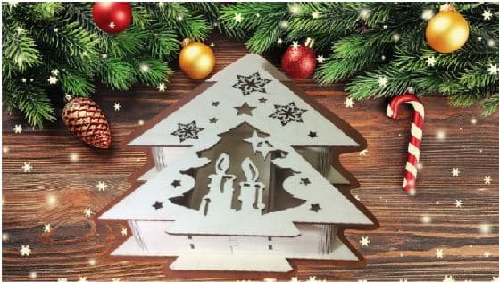 Christmas Tree Gift Box Laser Cut Template Free Vector