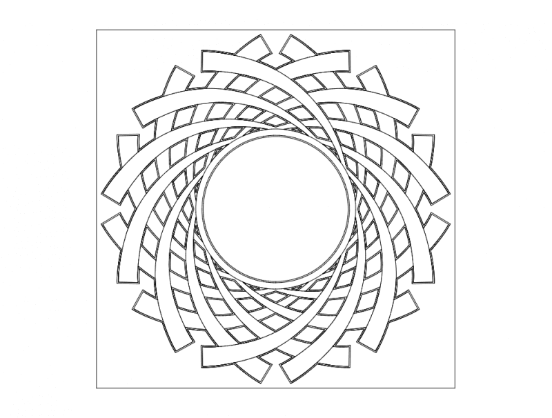 Circular Interlocking Swirl Vector Design for Laser Cutting DXF