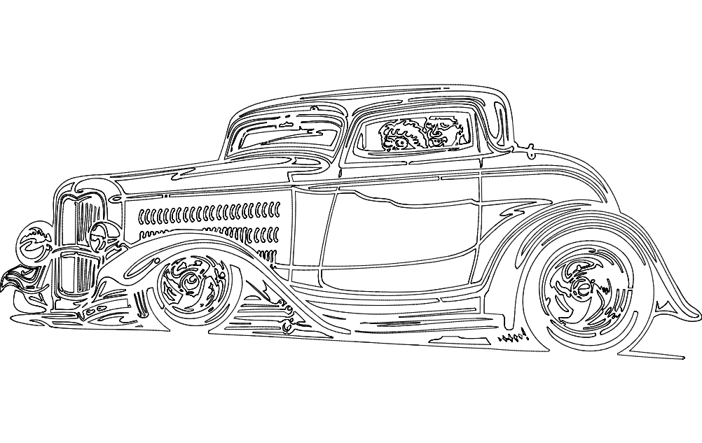Classic 1932 Hot Rod Coupe Vector File for Laser Cutting DXF