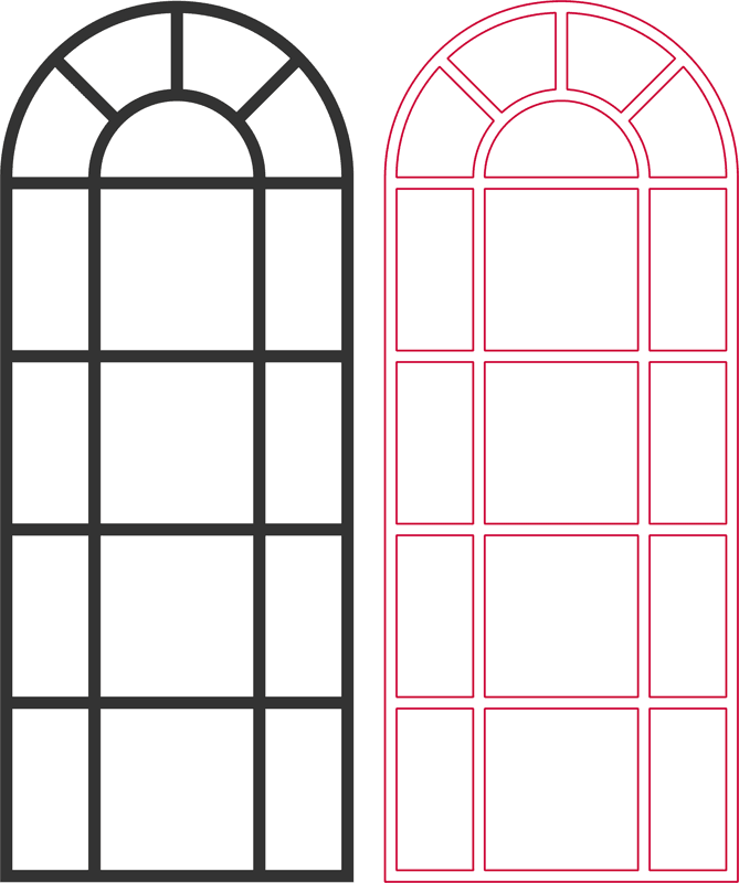Classic Arched Window Frame Vector Design DXF File