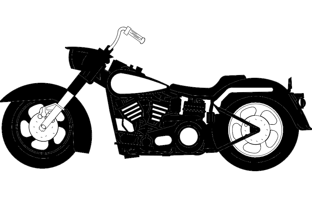 Classic Cruiser Motorcycle Vector Design DXF File