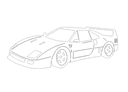 Classic Ferrari F40 Sports Car DXF File for Laser Cutting