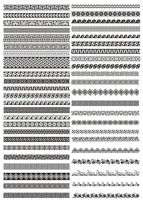 Classic Greek Key and Ornate Border Patterns Vector Collection
