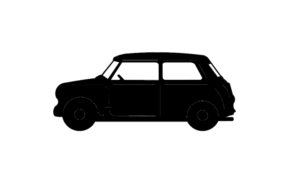 Diseño Vectorial de Silueta Mini Cooper Clásico para Corte Láser DXF