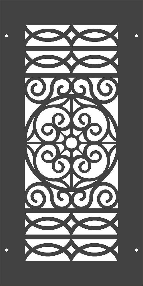Classic Ornamental Scrollwork Panel DXF Vector File