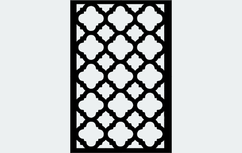 Classic Quatrefoil Lattice Panel Vector DXF for Laser Cutting