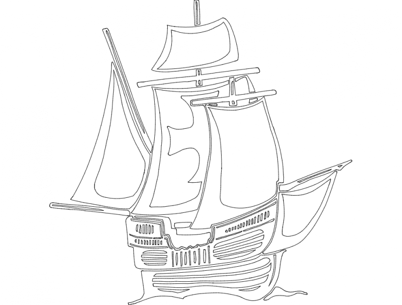 Classic Sailing Ship Vector Design for Laser Cutting DXF
