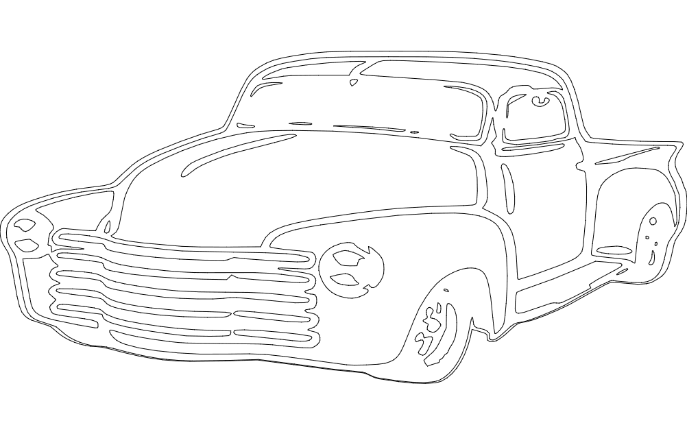 Classic Vintage Pickup Truck Vector File for Laser Cutting (DXF)