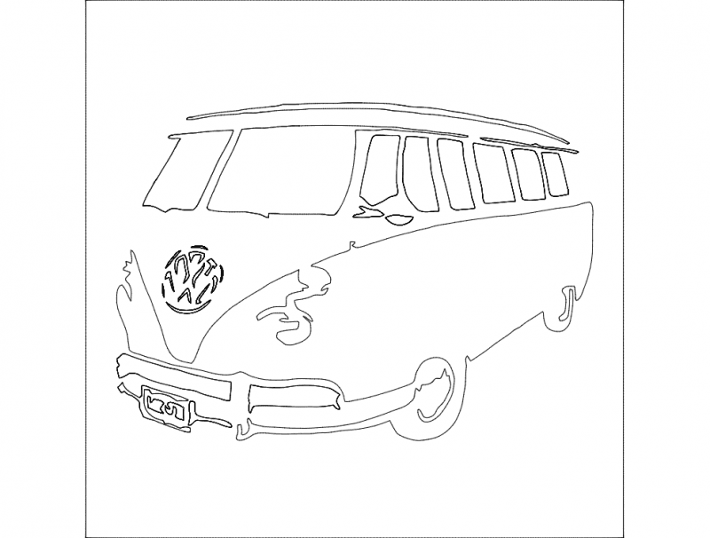Classic VW Camper Van Line Art Vector for Laser Cutting DXF