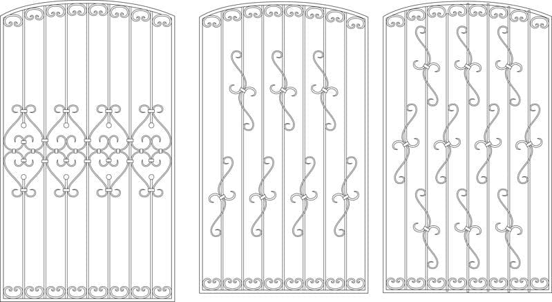 Classic Wrought Iron Window Grill Designs Vector Set