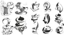 Colección de Vectores de Iconos de Cafetería para Corte Láser