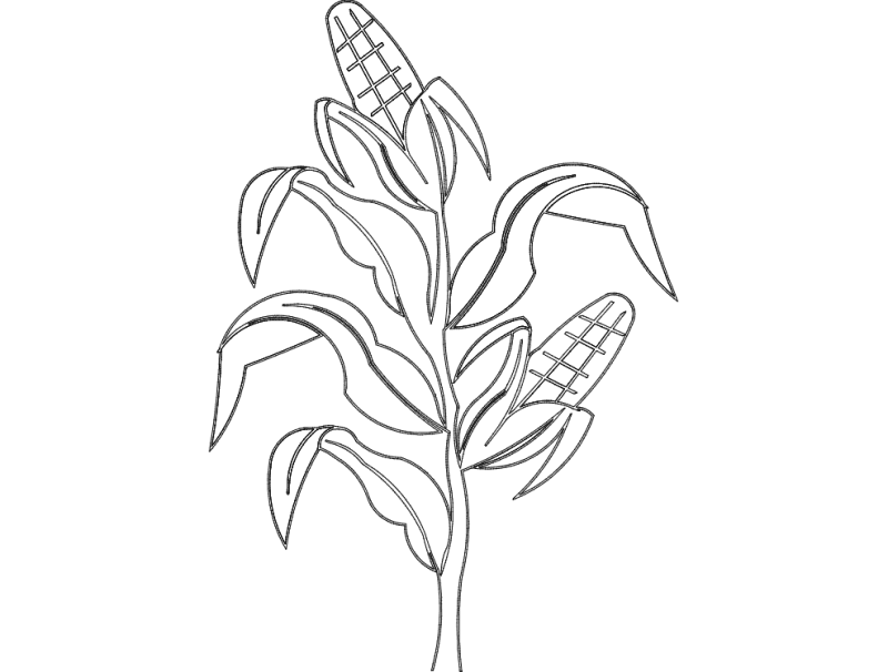 Corn Stalk Silhouette Vector for CNC Laser Cutting DXF