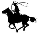 Arquivo Vetorial de Silhueta de Cowboy Montado em Cavalo