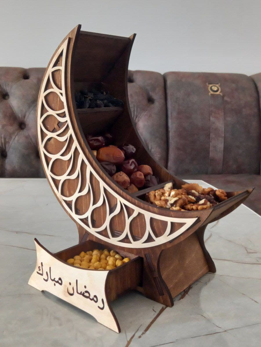 Crescent Moon Ramadan Serving Tray Laser Cut Vector DXF