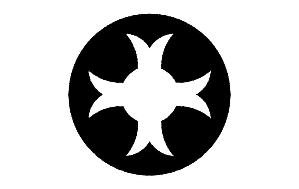 Cross in Circle Symbol Vector File for Laser Cutting (DXF)