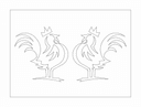 Crowned Roosters Silhouette DXF Vector File