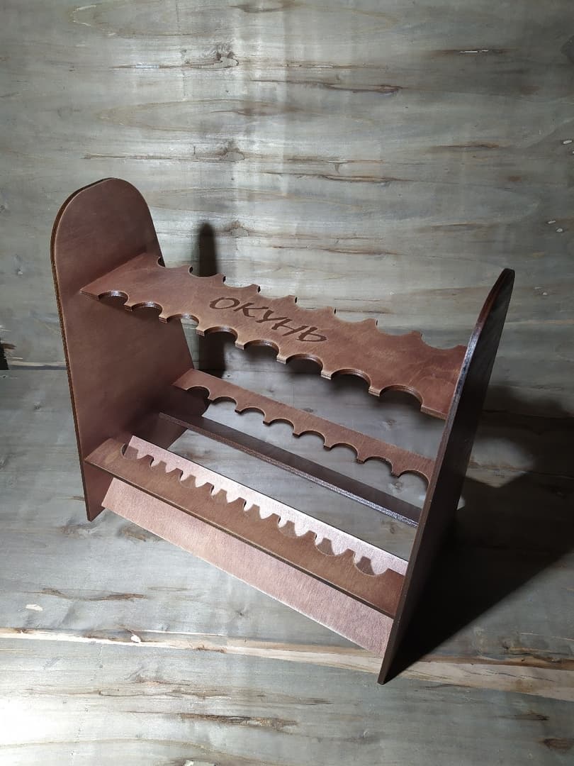 Custom Fishing Rod Display Rack Vector Design for Laser Cutting