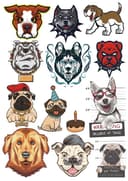 Conjunto de Vetores de Cães Fofos e Radicais para Corte a Laser