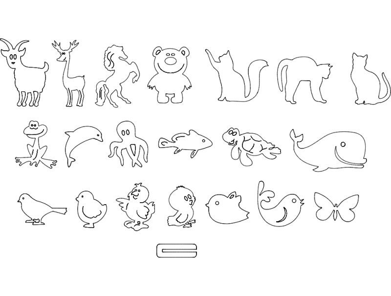 Cute Animal Silhouettes Collection Vector DXF File