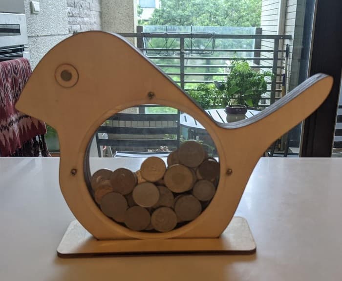 Cute Bird Wooden Money Bank Laser Cut File (DXF/SVG)
