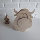 Cute Bull 3D Wooden Gift Box Laser Cut Vector File