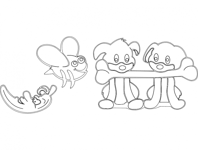Cute Cartoon Animal Friends DXF Vector File for Laser Cutting